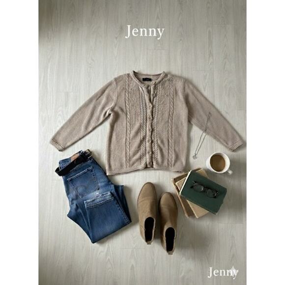 Vintage Jenny Tan Cardigan w/Embroidered Details Sz. XL0 - Picture 1 of 6